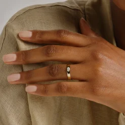 Tomfoolery Oval East-West Diamond Solitaire Wide Ring Hot