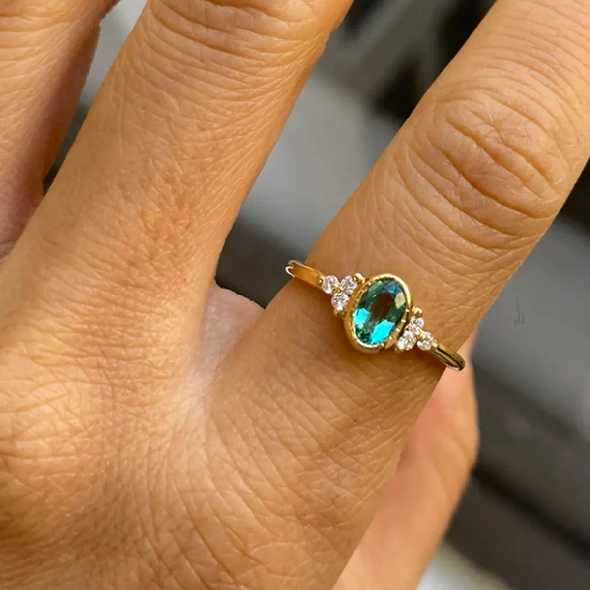 Tomfoolery Oval Emerald Cluster Ring Outlet