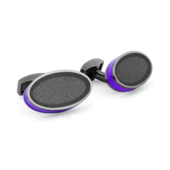 Tomfoolery Oval Purple & Black Rhodium Cufflinks Hot