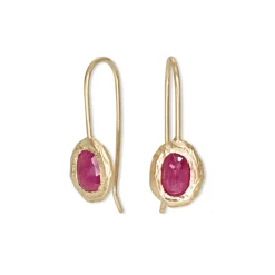 Tomfoolery Oval Stone Fixed Hook Earrings in Ruby Best