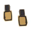 Tomfoolery Oxidised Silver & Gold Plated Rectangular Bauhaus Drop Earrings Outlet