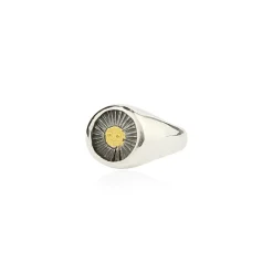 Tomfoolery Oxidised Silver & Gold Plated Sun Signet Ring Discount