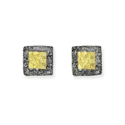 Tomfoolery Oxidised Silver & Gold Square Studs Sale