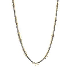 Tomfoolery Oxidised Silver & Gold Vermeil Disc Necklace Sale