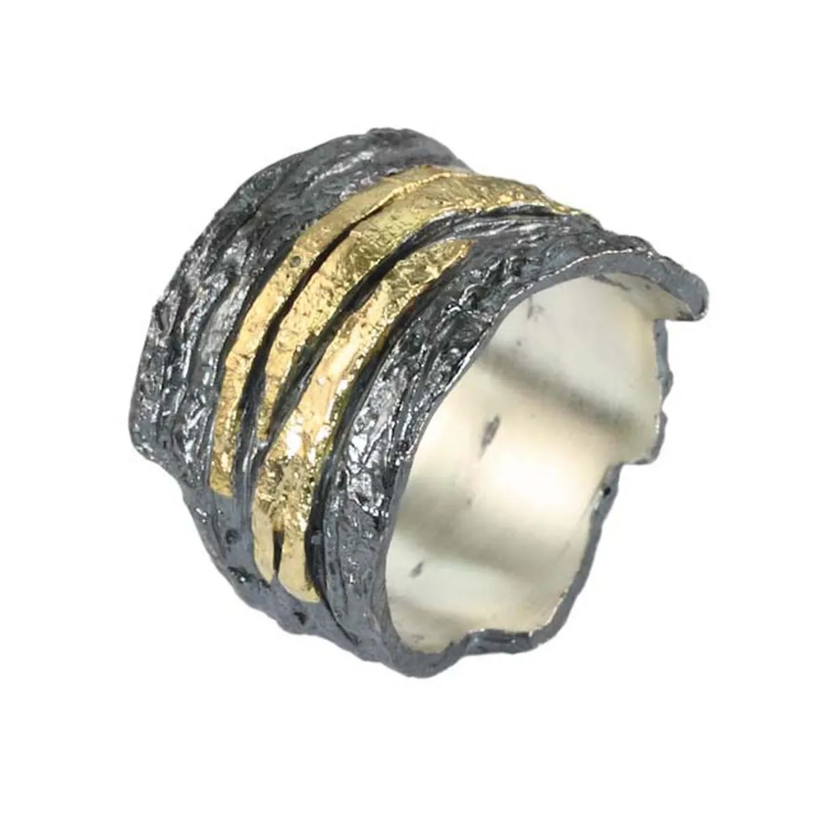 Tomfoolery Oxidised Silver & Gold Wrap Ring Online