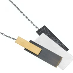 Tomfoolery Oxidised Silver and Gold-Plated Rectangle Necklace Sale