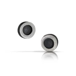 Tomfoolery Oxidised Silver Circle Border Studs Outlet