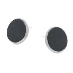 Tomfoolery Oxidised Silver Double Disc Round Studs Sale