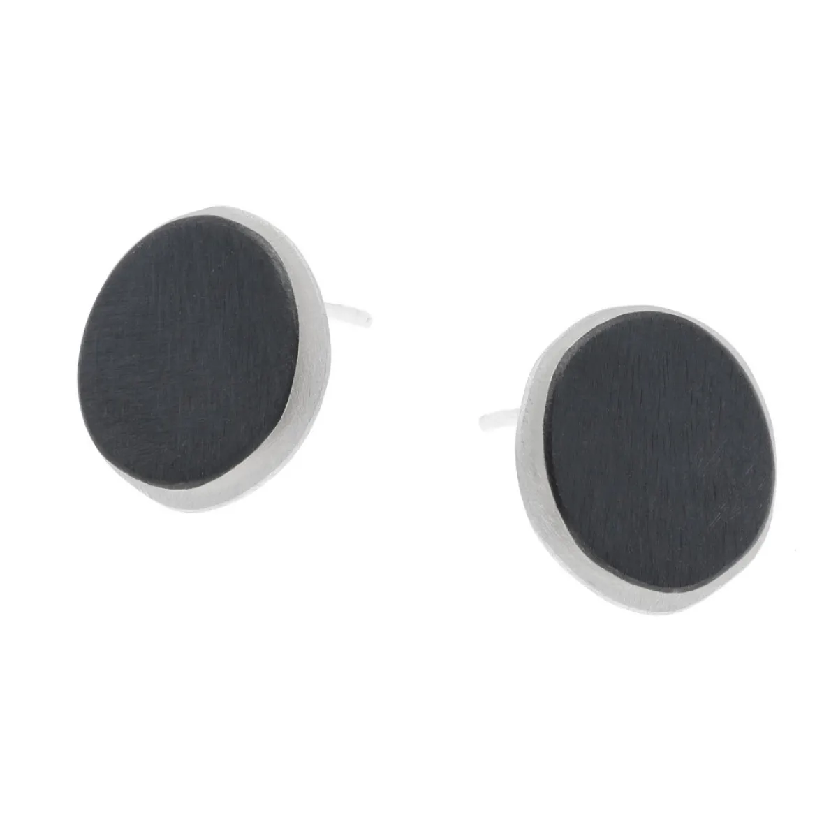 Tomfoolery Oxidised Silver Double Disc Round Studs Sale