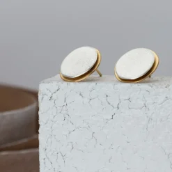 Tomfoolery Oxidised Silver Double Disc Round Studs Sale