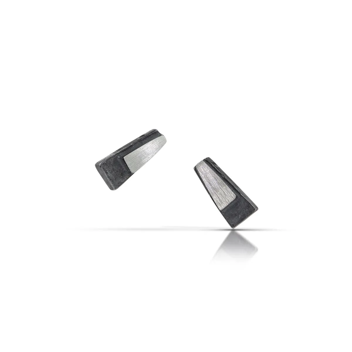 Tomfoolery Oxidised Silver Eclipse Baguette Studs Clearance