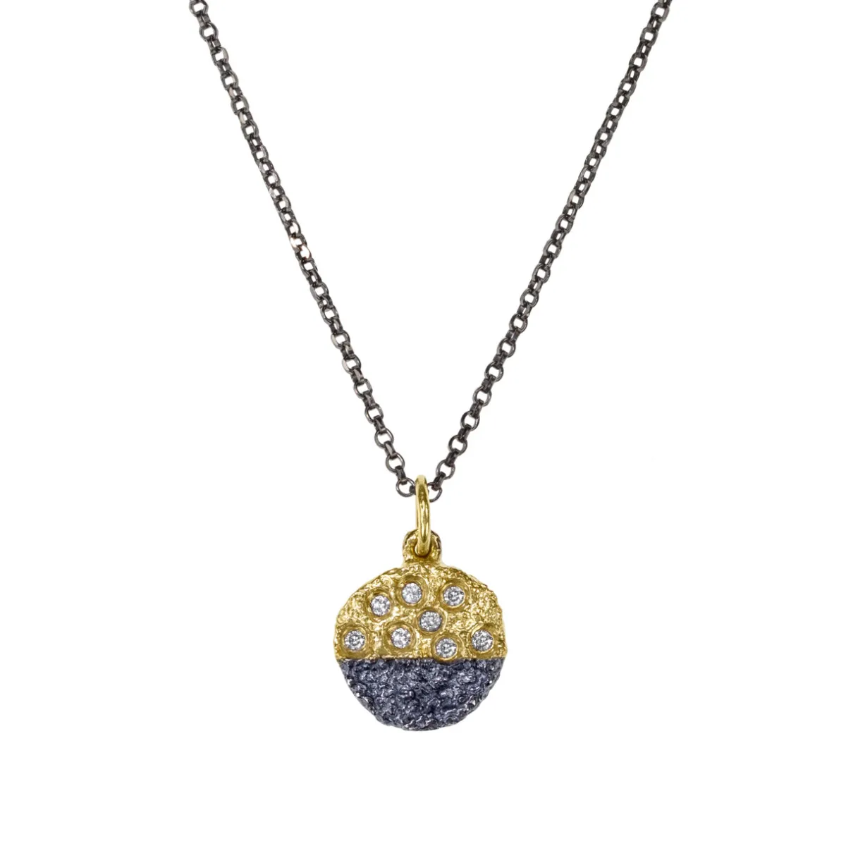 Tomfoolery Oxidised Silver, Gold & Diamond Scatter Pendant Outlet