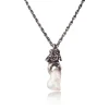 Tomfoolery Oxidised Silver Lady’s Hand Pendant with Pearl Discount