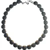 Tomfoolery Oxidised Silver Textured Round Ruby Necklace New