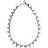 Tomfoolery Oxidised Silver Textured Ruby Wave Necklace New