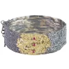 Tomfoolery Oxidised Silver Textured Ruby Hinged Bangle Best