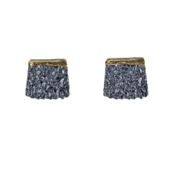 Tomfoolery Oxidised Silver Textured Studs New