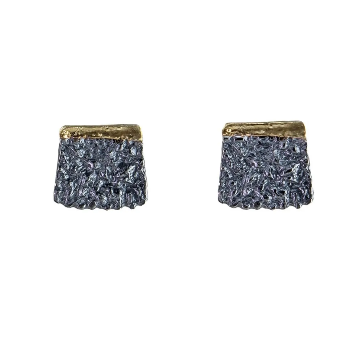 Tomfoolery Oxidised Silver Textured Studs New