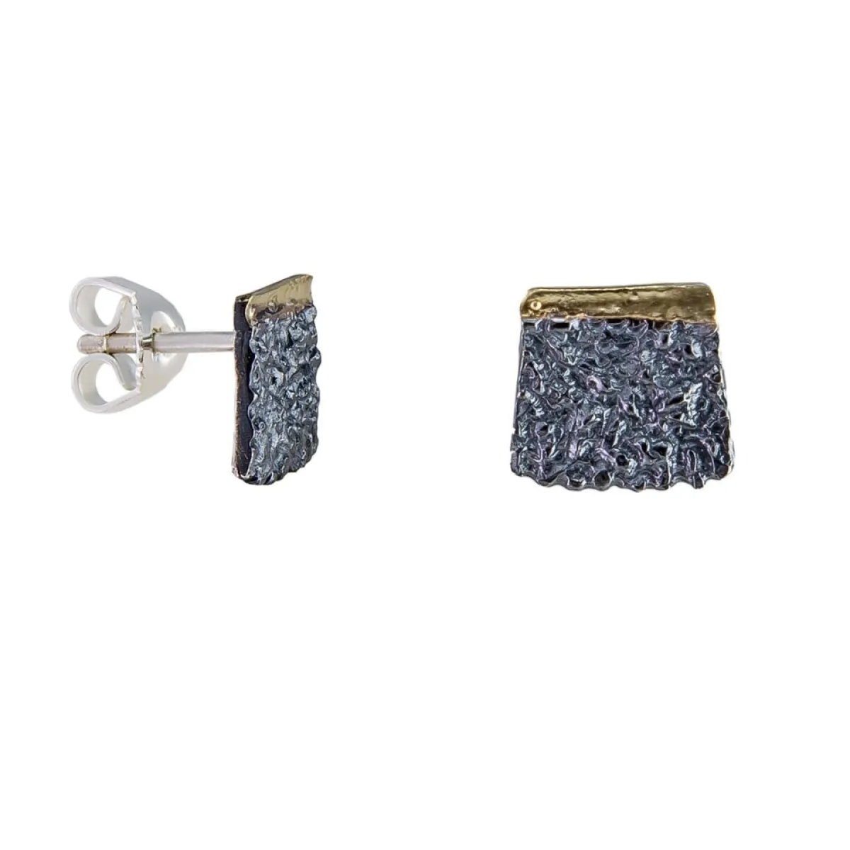 Tomfoolery Oxidised Silver Textured Studs New