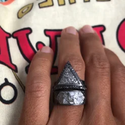 Tomfoolery Oxidised Silver Wide Arene Ring Clearance