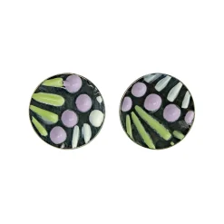 Tomfoolery Painted Pattern Studs Lilac, Green & White Fashion