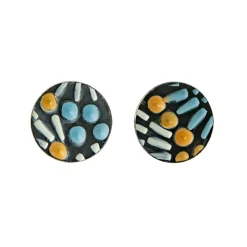 Tomfoolery Painted Pattern Studs Peach, Blue & White Fashion