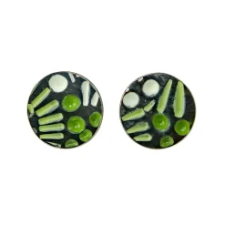 Tomfoolery Painted Pattern Studs White & Green New
