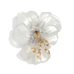 Tomfoolery Pansy Lucite Crystal Brooch Hot