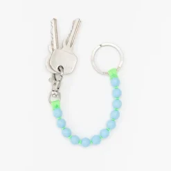 Tomfoolery Pastel Blue & Neon Green Perlen Short Wooden Beaded iPhone & Keychain Clearance
