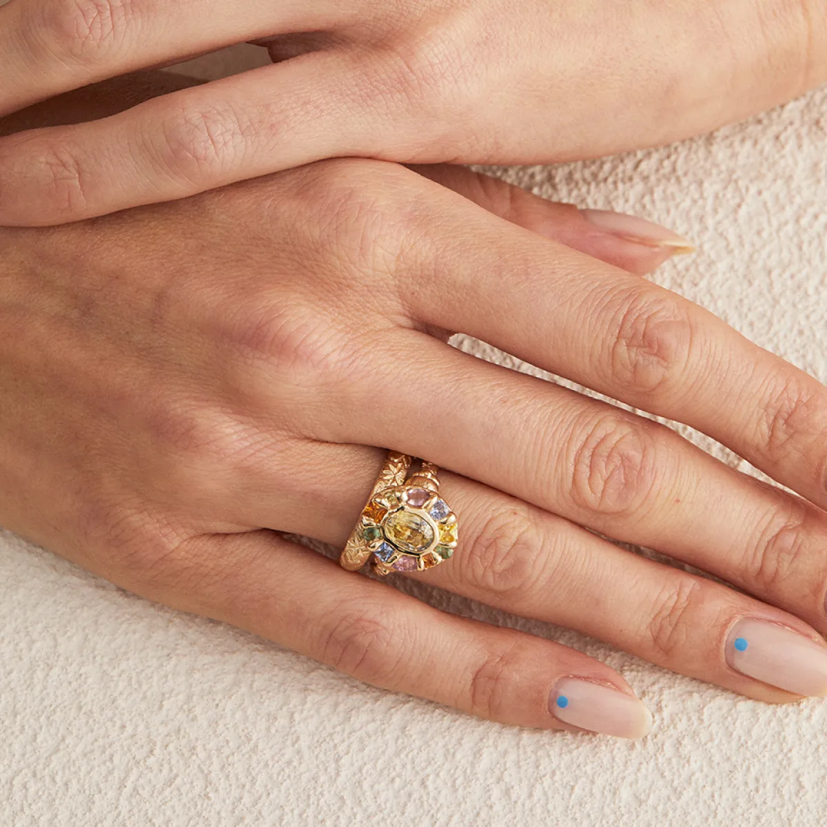 Tomfoolery Pastel Yellow Kaleidoscope Halo Ring Sale