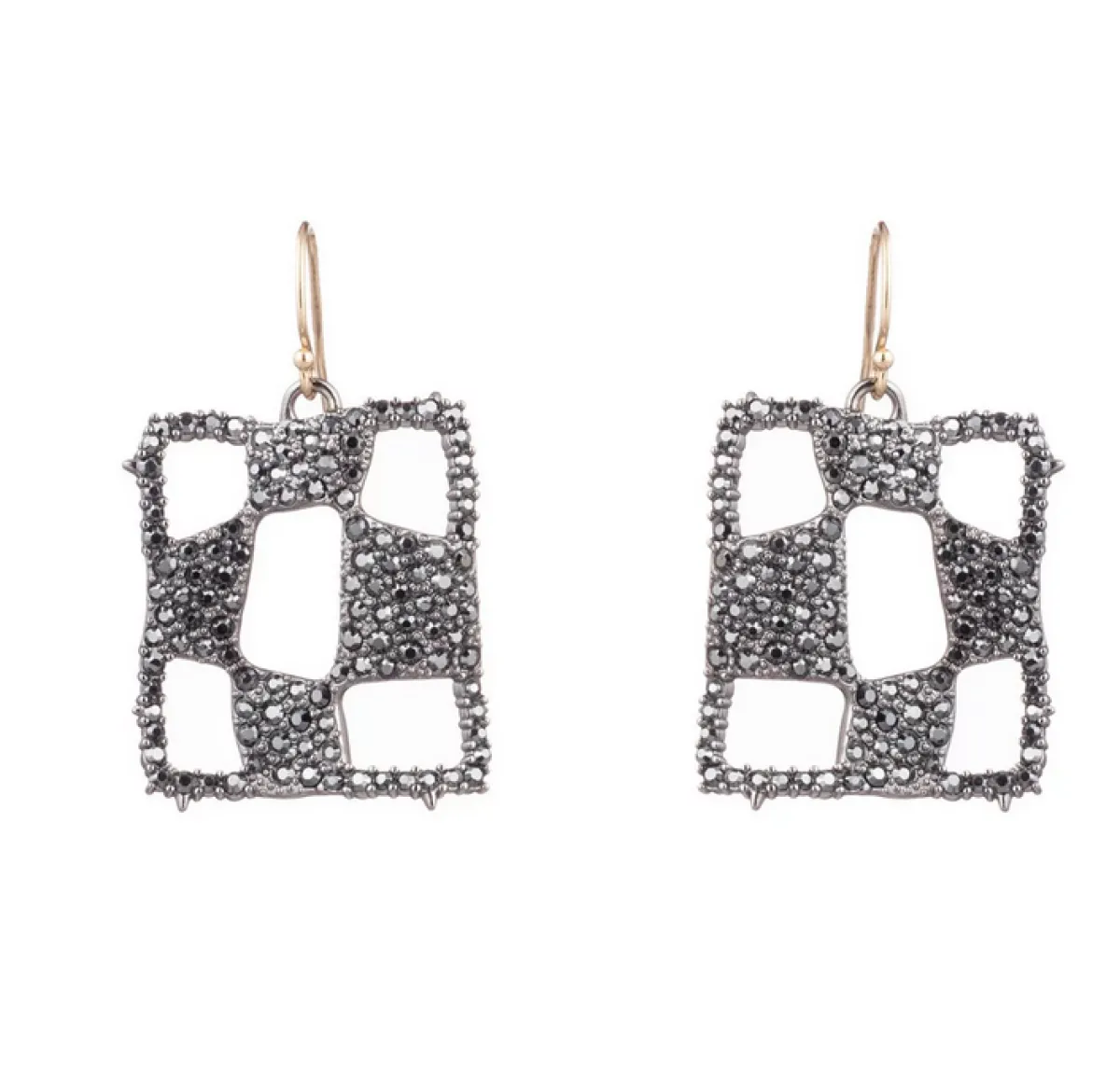 Tomfoolery Pave Checkerboard Wire Earrings Hot