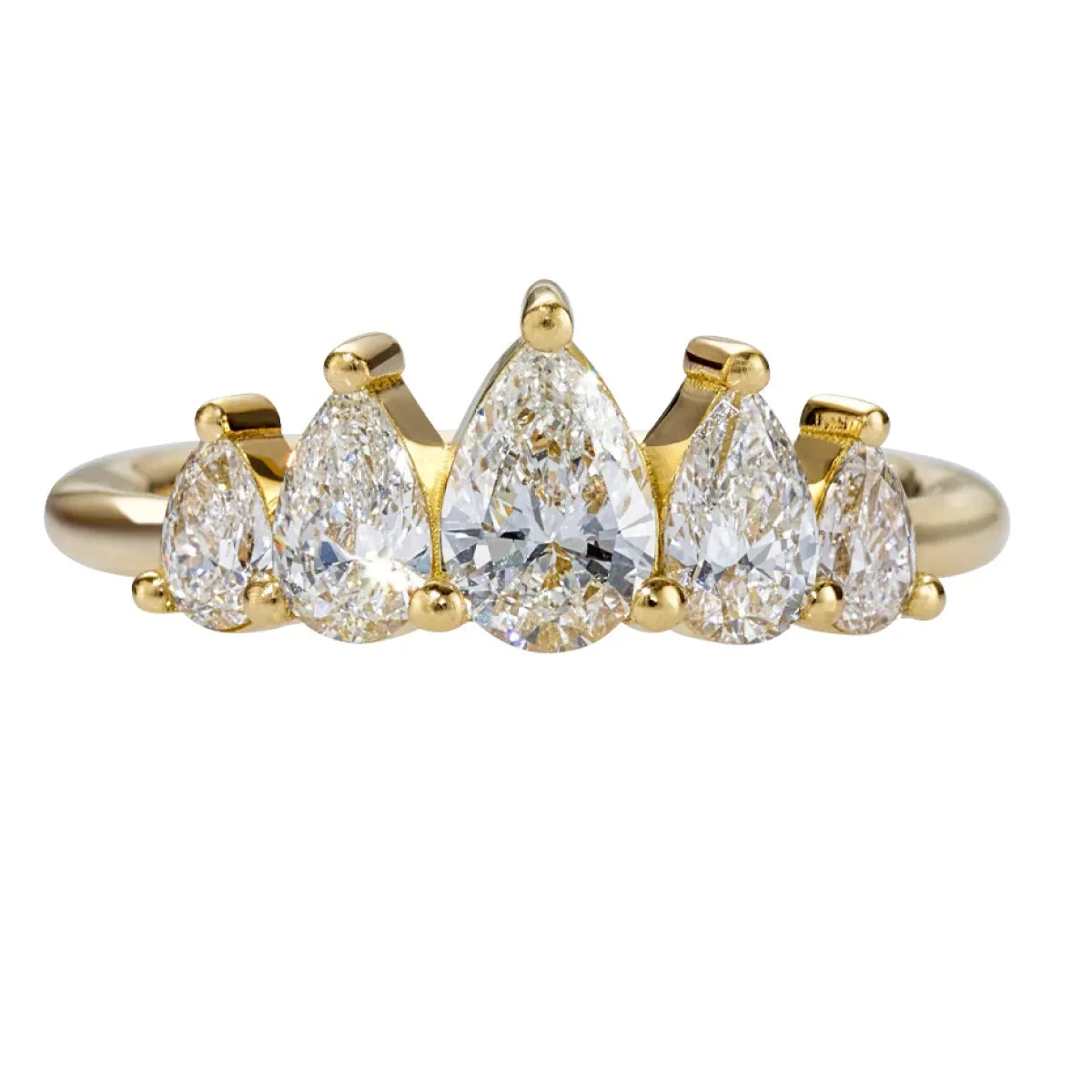 Tomfoolery Pear Diamond Engagement Ring with Five Gradient Diamonds Discount