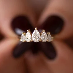 Tomfoolery Pear Diamond Engagement Ring with Five Gradient Diamonds Discount