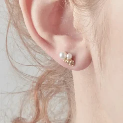 Tomfoolery Pearl and Diamond Cluster Studs Fashion