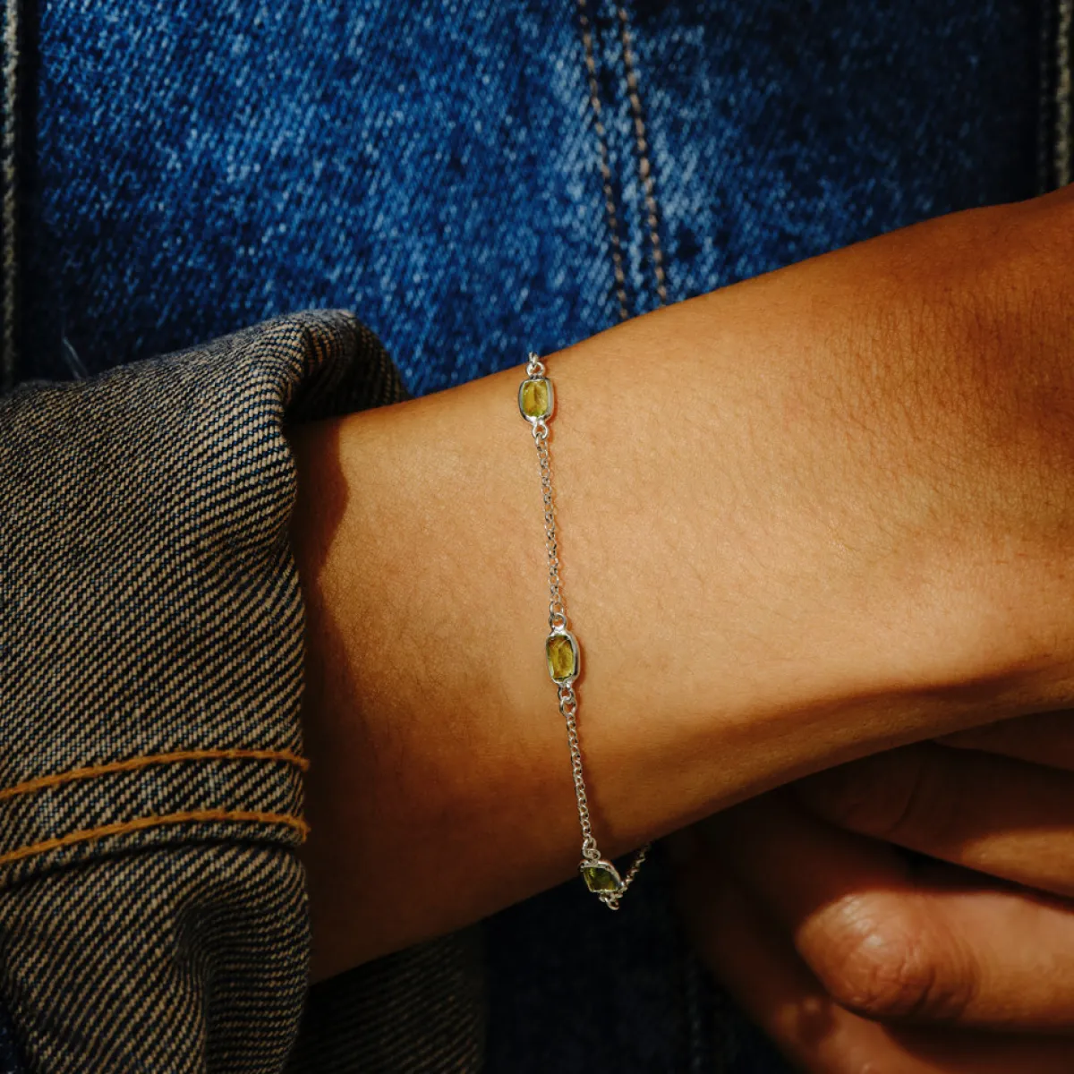 Tomfoolery Peridot Octagon Beaded Bracelet Discount