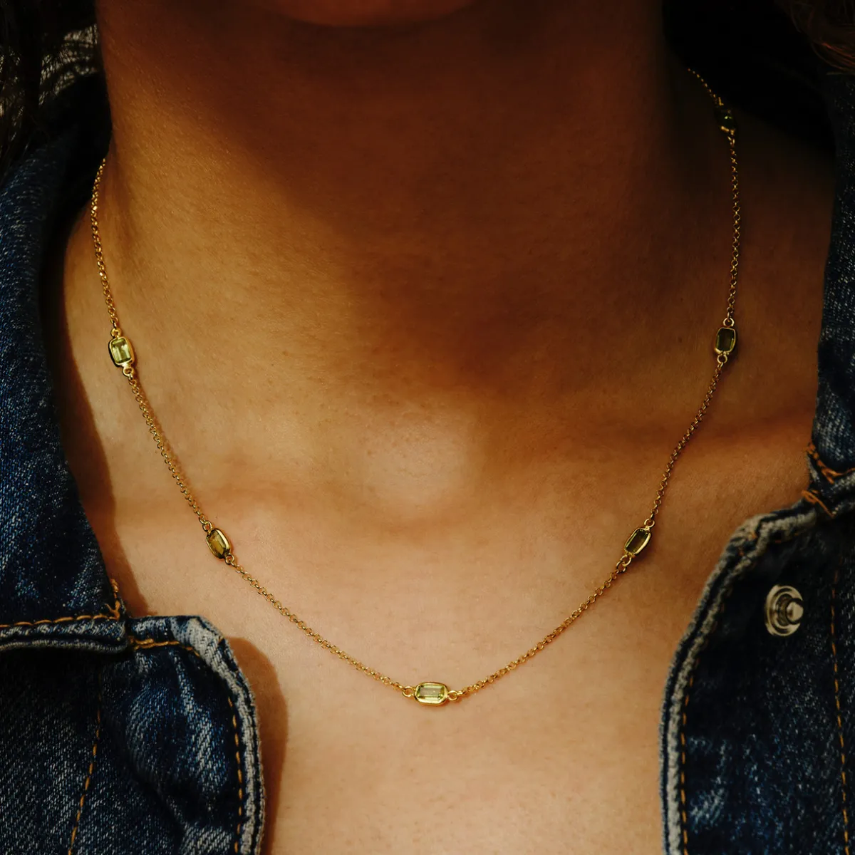 Tomfoolery Peridot Octagon Chain Necklace Discount
