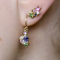 Tomfoolery Persephone Sapphire Cluster Drop Earrings New