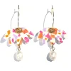 Tomfoolery Pink Confetti Flower Hoop Earrings Online