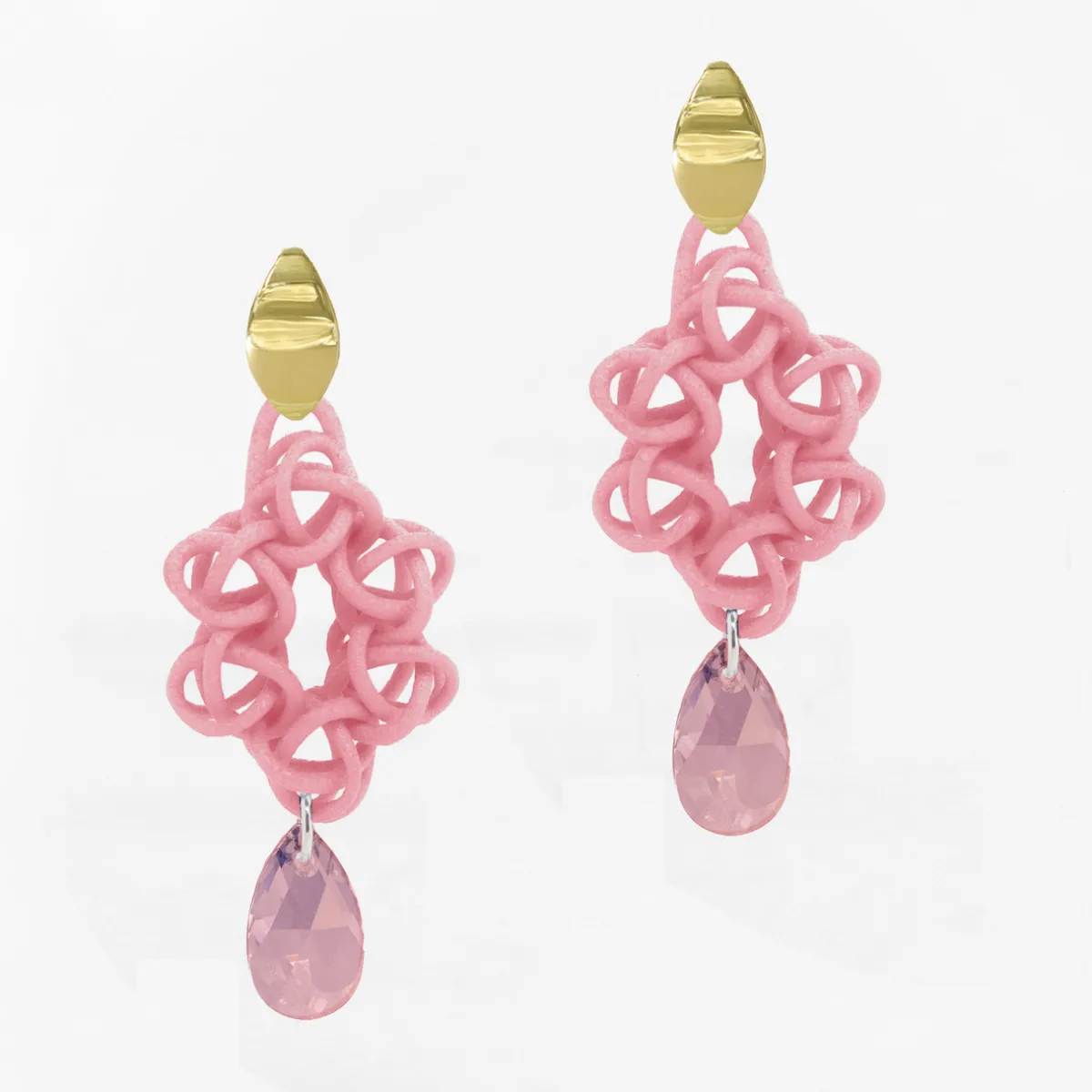 Tomfoolery Pink 3D Printed Cosmos Drop Earrings Fashion