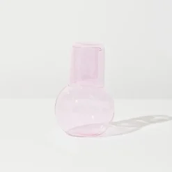 Tomfoolery Pink Glass Belly Carafe + Cup Set Sale