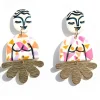 Tomfoolery Pink Petal Girl Drop Earrings Hot