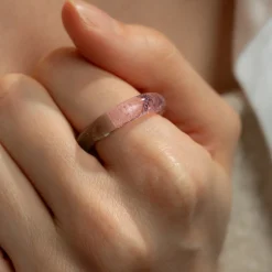 Tomfoolery Pink Smoke Two Tone Glass Ring New