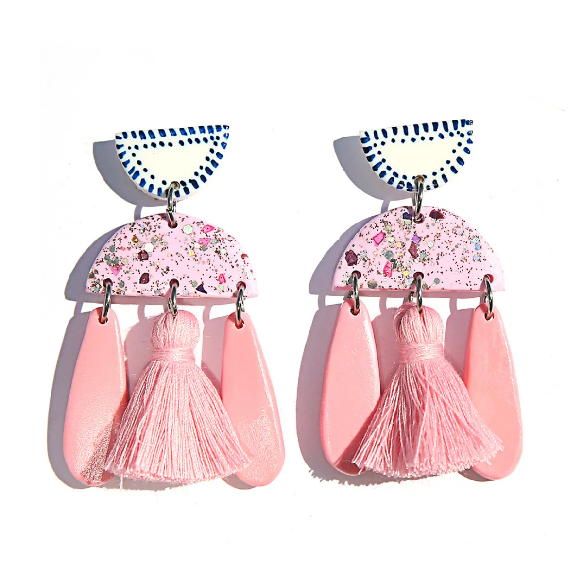 Tomfoolery Pink Tassle Drop Earrings Fashion