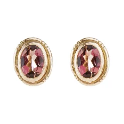 Tomfoolery Pink Tourmaline & 9ct Rose Gold Stud Earrings Hot