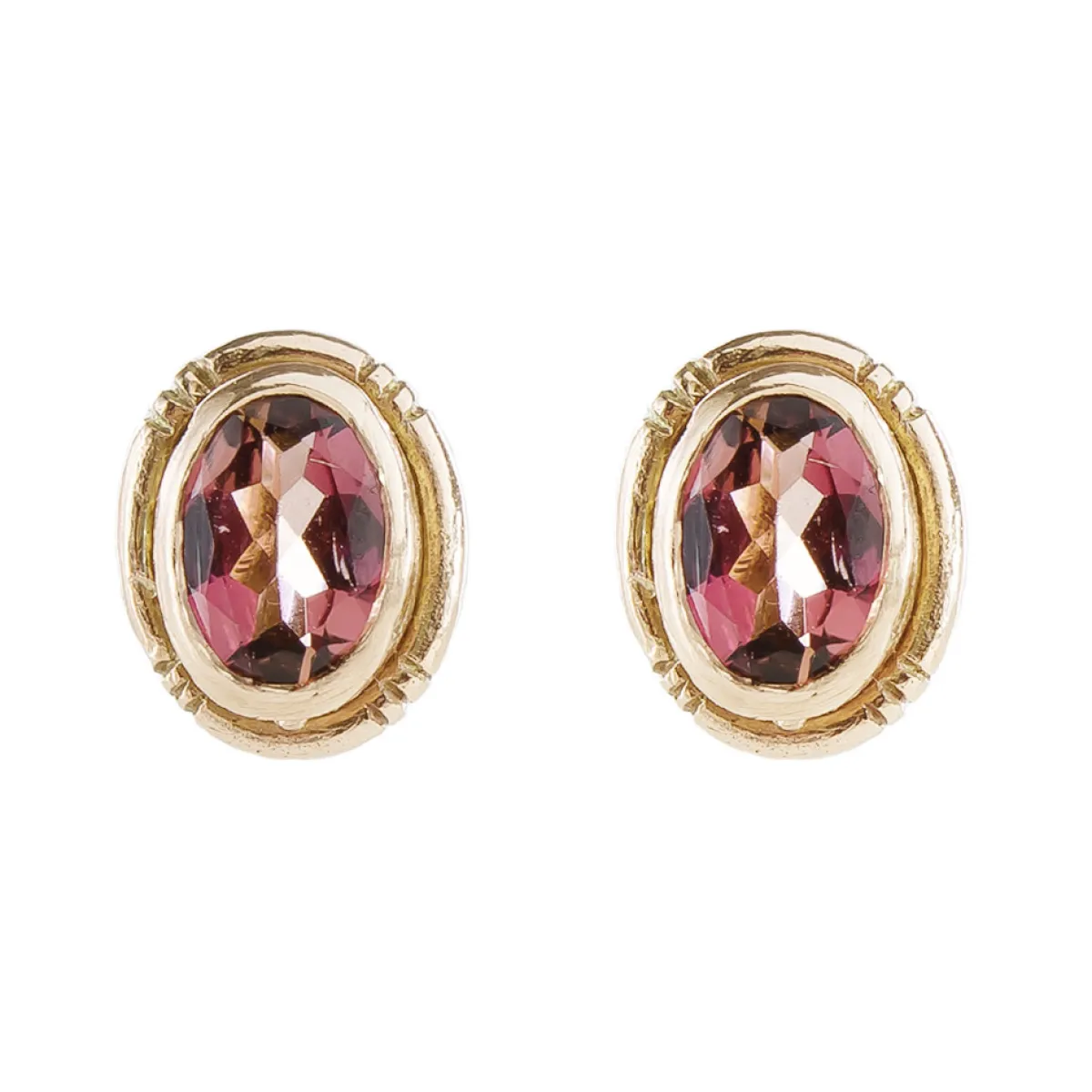 Tomfoolery Pink Tourmaline & 9ct Rose Gold Stud Earrings Hot