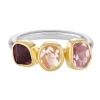 Tomfoolery Pink Tourmaline & Morganite Three Stone Rounded Band Ring Hot