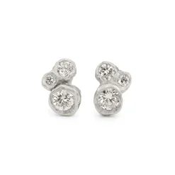 Tomfoolery Platinum Diamond Cluster Studs Clearance