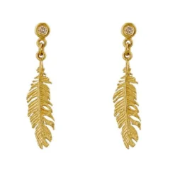 Tomfoolery Plume & Champagne Diamond Drop Earrings New