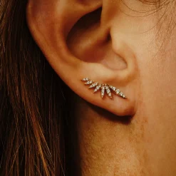 Tomfoolery Plume Diamond Ear Climber Fashion