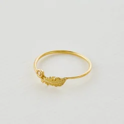Tomfoolery Plume Feather & Champagne Diamond Ring Hot
